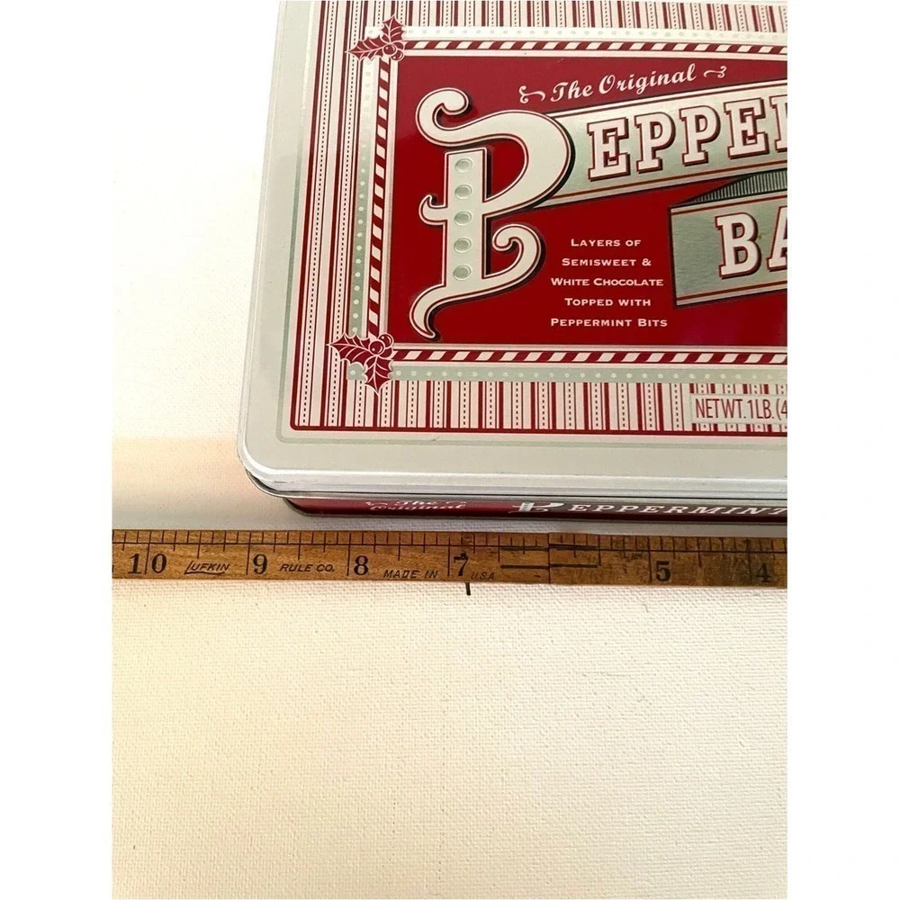 Williams-Sonoma Peppermint Bark Retro Style Tin Collectible Christmas Holiday